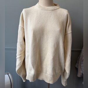Vintage Men’s Eddie Bauer Classic Cream Crew Neck Sweater Sz XL